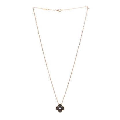 Van Cleef & Arpels 18K Rose Gold Diamond Grey Mother of Pearl Vintage Alhambra Pendant Necklace 3 of 5
