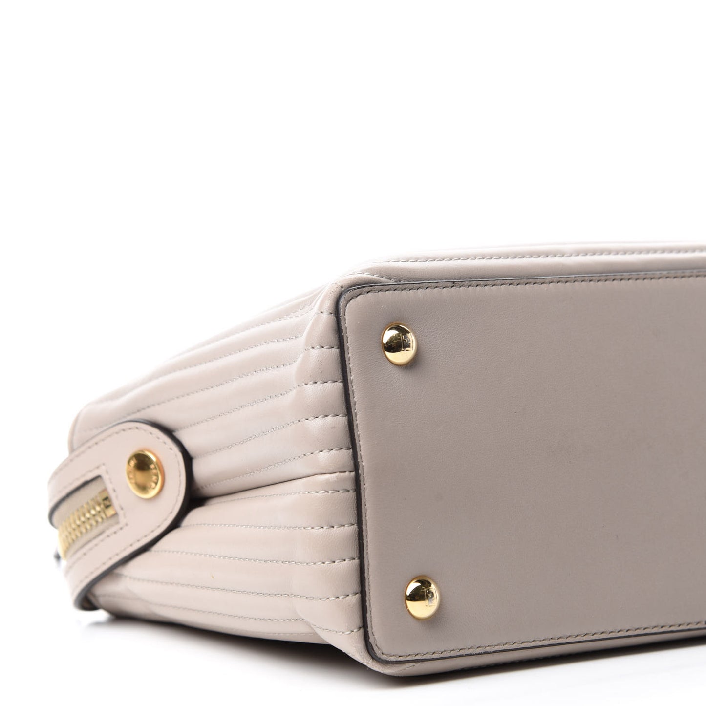 Shiny Nappa Trapuntata Chain Small DotCom Click Chain Satchel Grigio Polvere