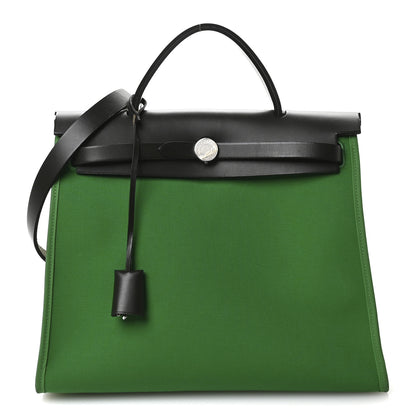 Hermes Vache Hunter Toile Herbag Zip 31 PM Cactus Bleu Indigo 1 of 12