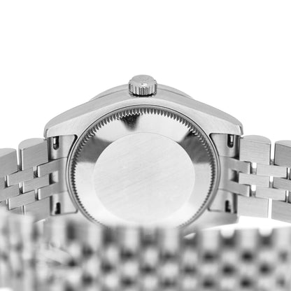 Rolex Stainless Steel 18K White Gold Diamond 31mm Oyster Perpetual Datejust Watch Black Roman 178384 4 of 5