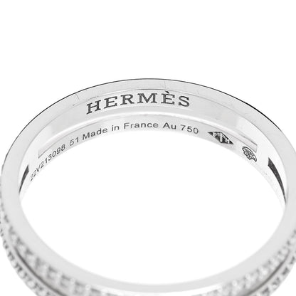 Hermes 18K White Gold Diamond Ariane Wedding Band Ring 51 5.75 4 of 5