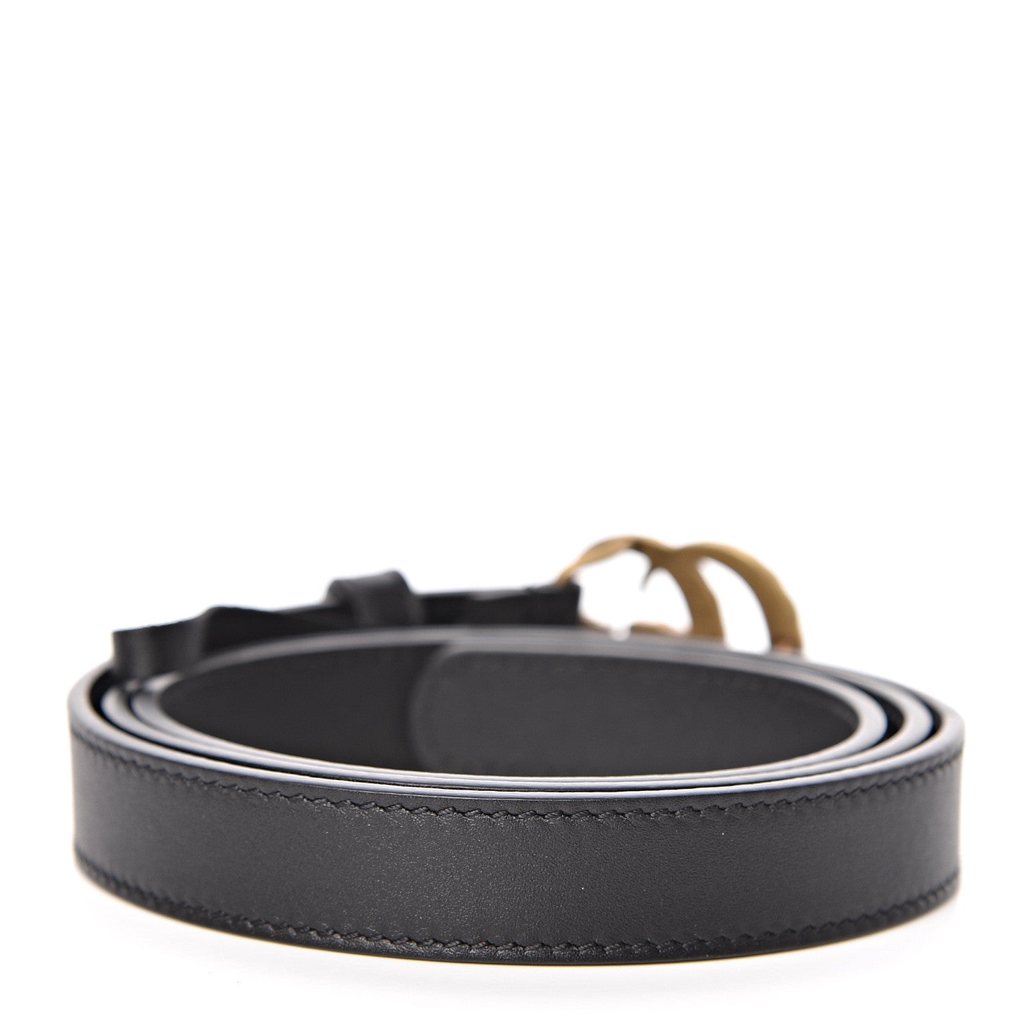 Gucci Calfskin Pearl Double G 20mm Belt 85 34 Black Cream 3 of 7