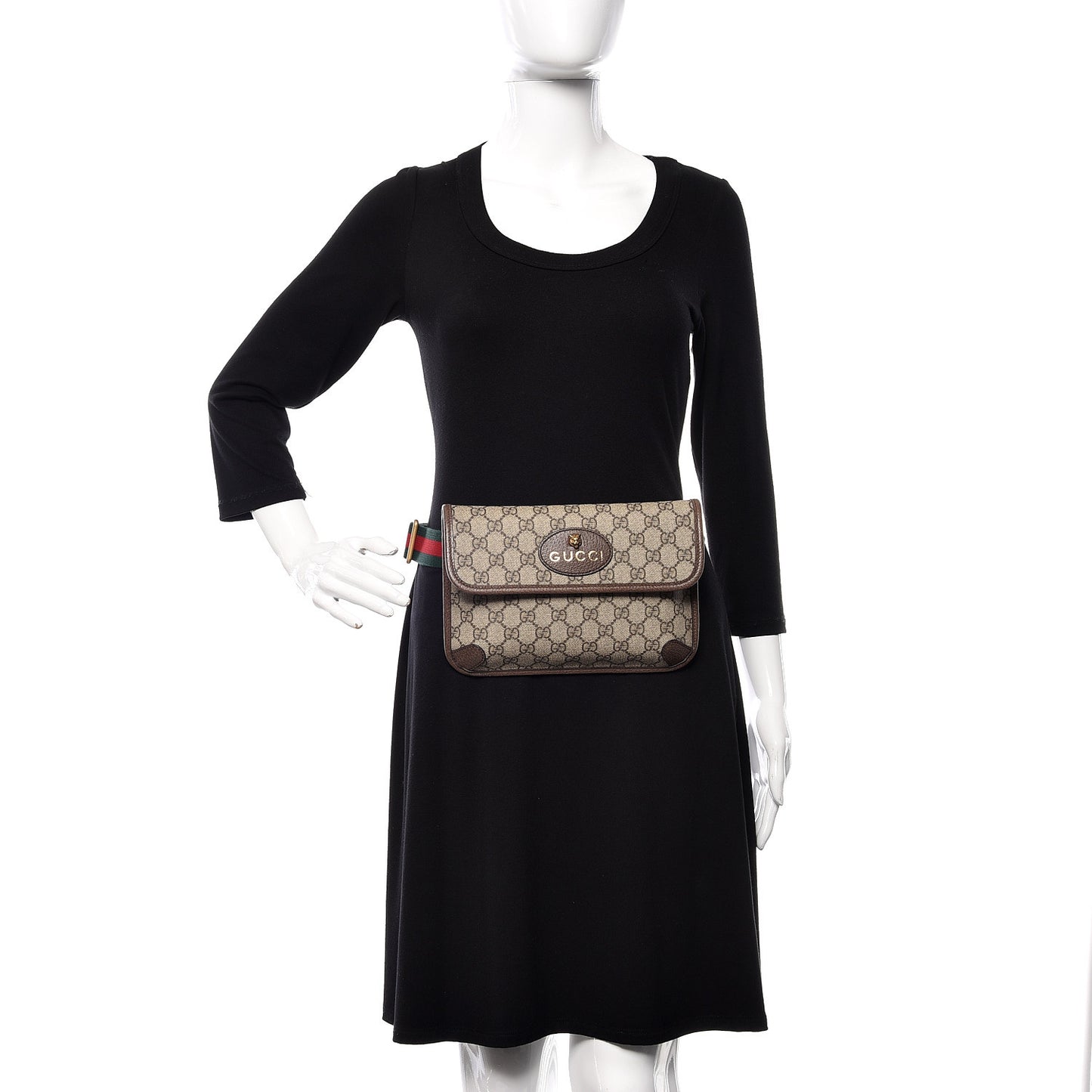 GG Supreme Monogram Neo Vintage Web Belt Bag Brown