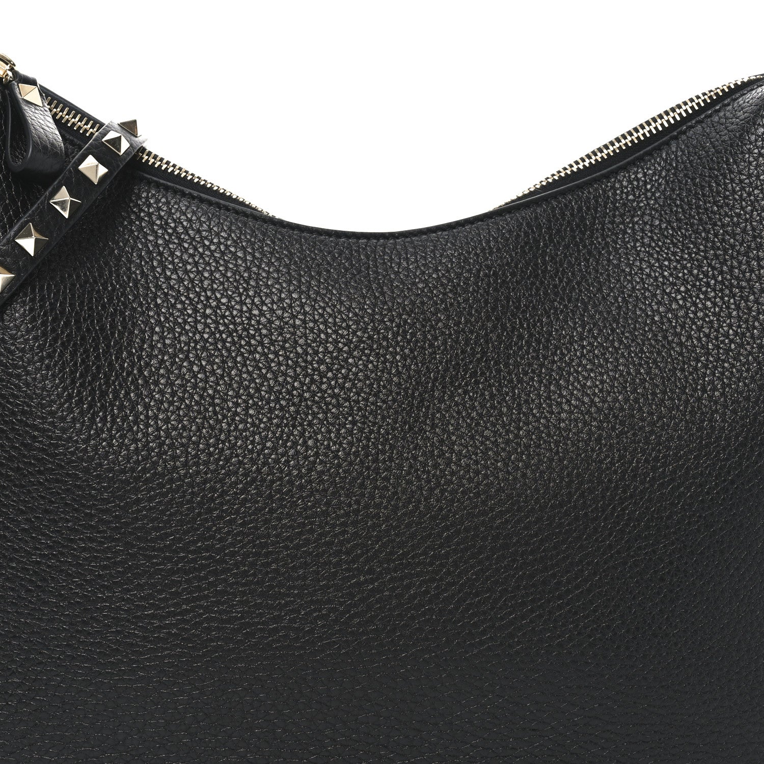Valentino Garavani Grained Calfskin Rockstud Hobo Bag Black 7 of 9