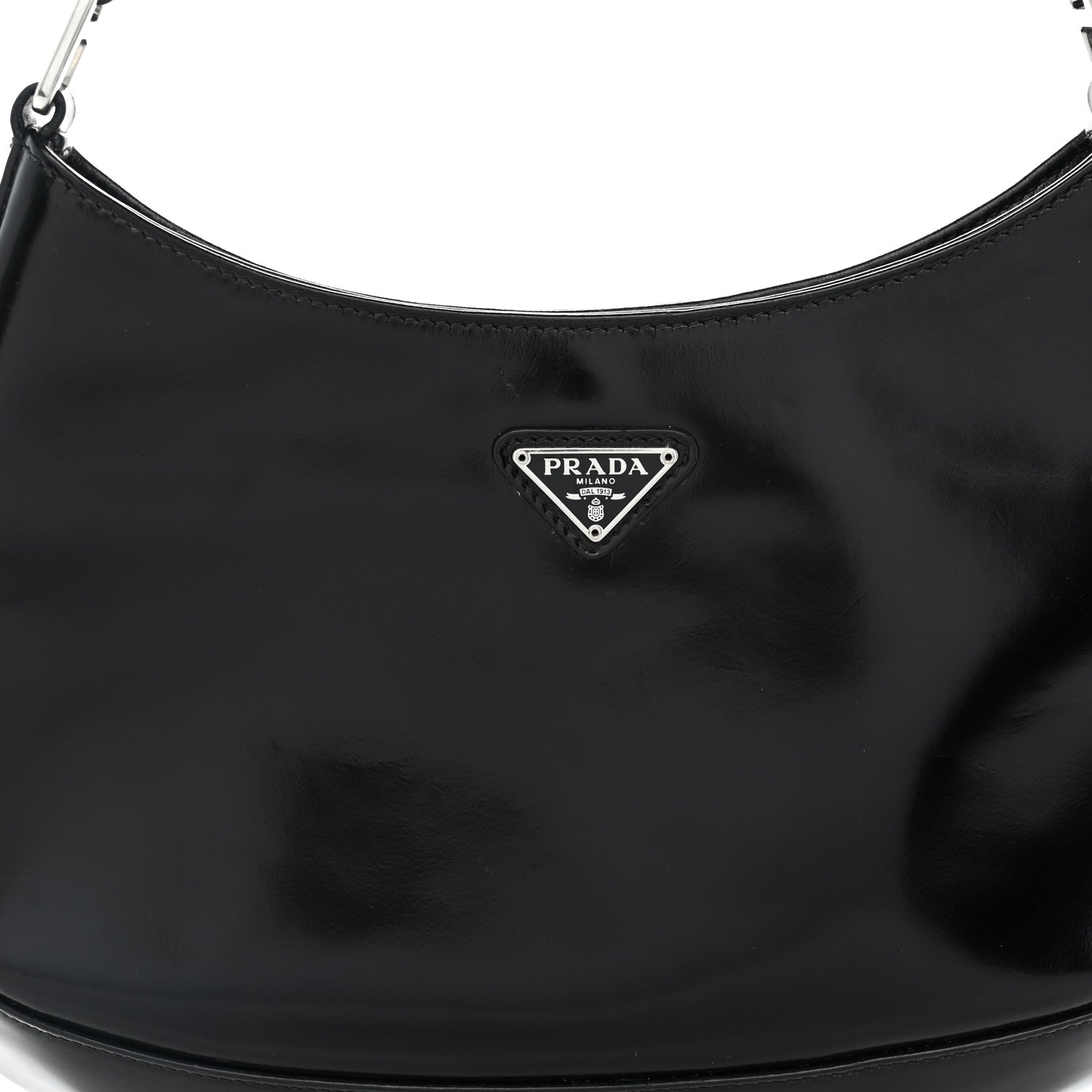 Prada Spazzolato Cleo Shoulder Bag Black 11 of 12