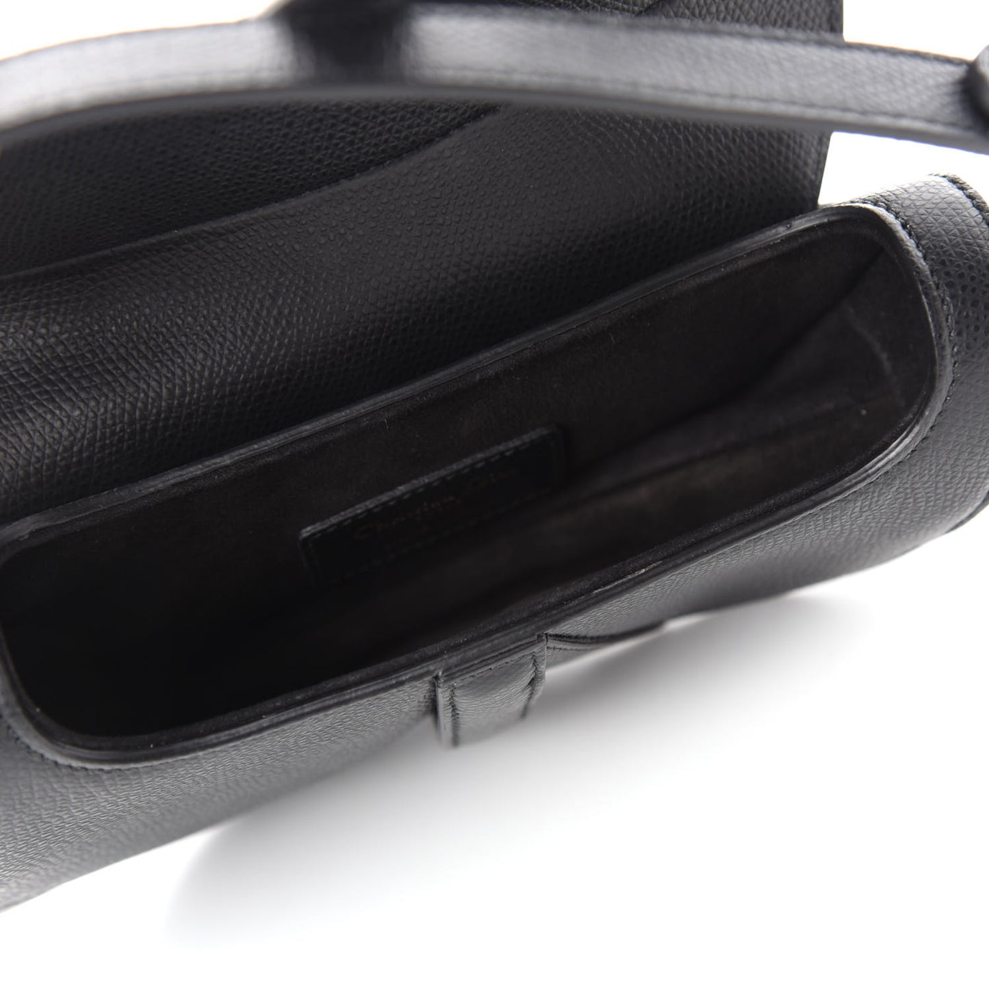 Grained Calfskin Mini Saddle Bag Black