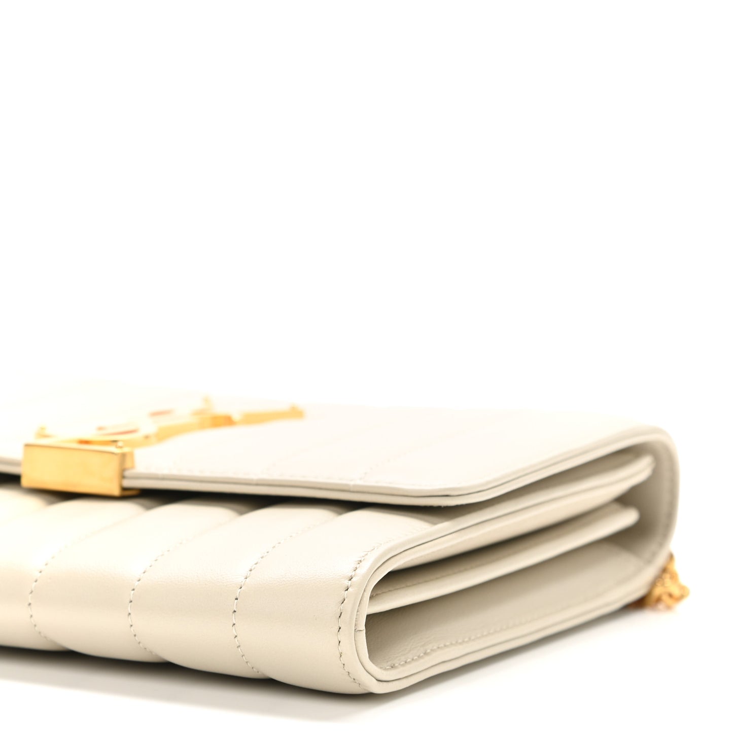 Lambskin Matelasse Monogram Vicky Chain Wallet Off White