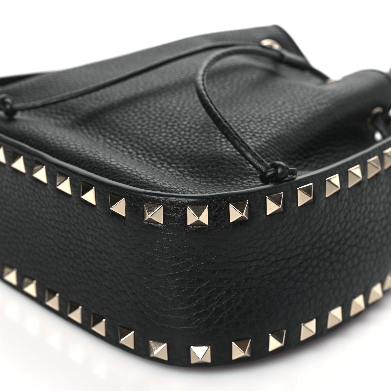Valentino Garavani Grained Calfskin Rockstud Bucket Bag Black 8 of 8