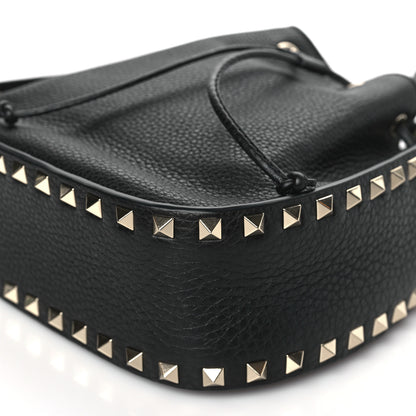 Valentino Garavani Grained Calfskin Rockstud Bucket Bag Black 8 of 8
