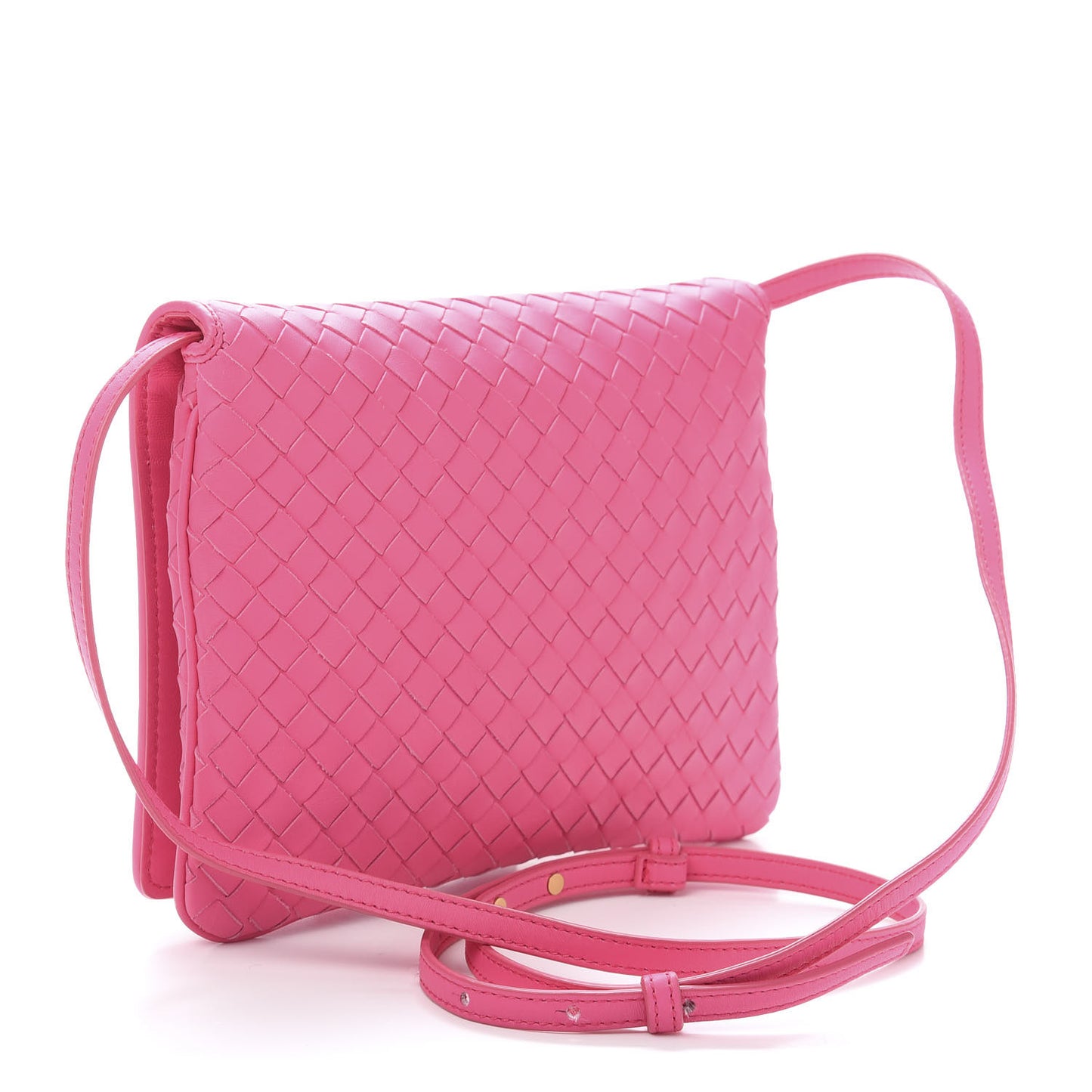 Nappa Intrecciato Flap Crossbody Fuchsia