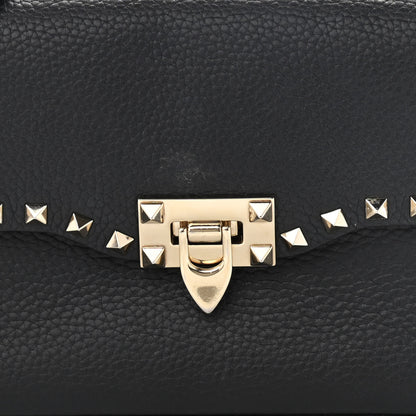 Valentino Garavani Pebbled Calfskin Medium Rockstud Flip Lock Crossbody Bag Black 8 of 13