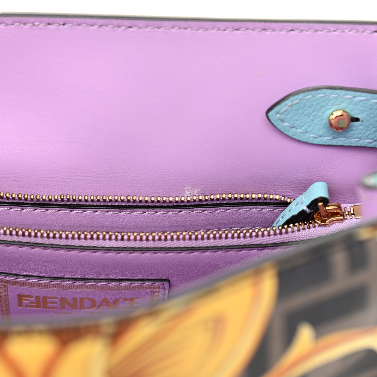 Versace X FENDI Grained Calfskin Fendace La Medusa Medium Top Handle Bag Baby Blue Multicolor 7 of 9