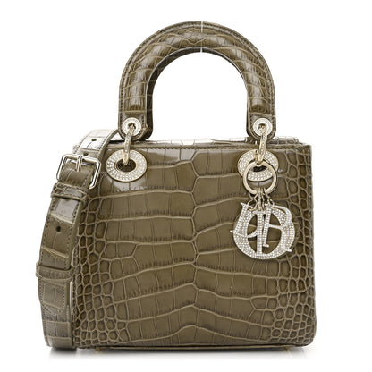 Christian Dior Alligator Swarovski Crystal Small Lady Dior Green 1 of 12