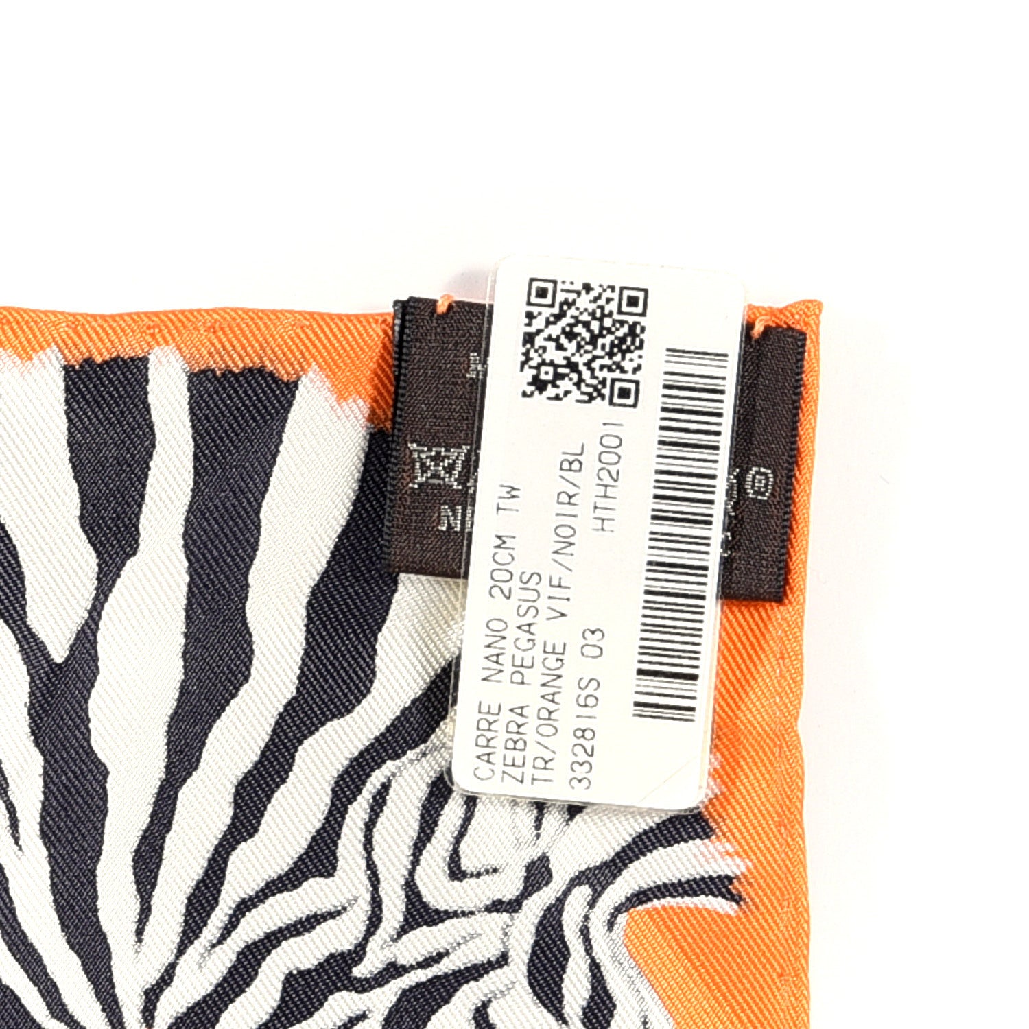 Hermes Silk Carre Zebra Pegasus Nano Scarf 20 Orange Vif Black 7 of 10