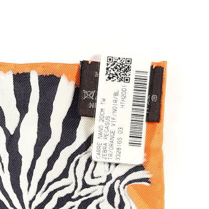 Hermes Silk Carre Zebra Pegasus Nano Scarf 20 Orange Vif Black 7 of 10