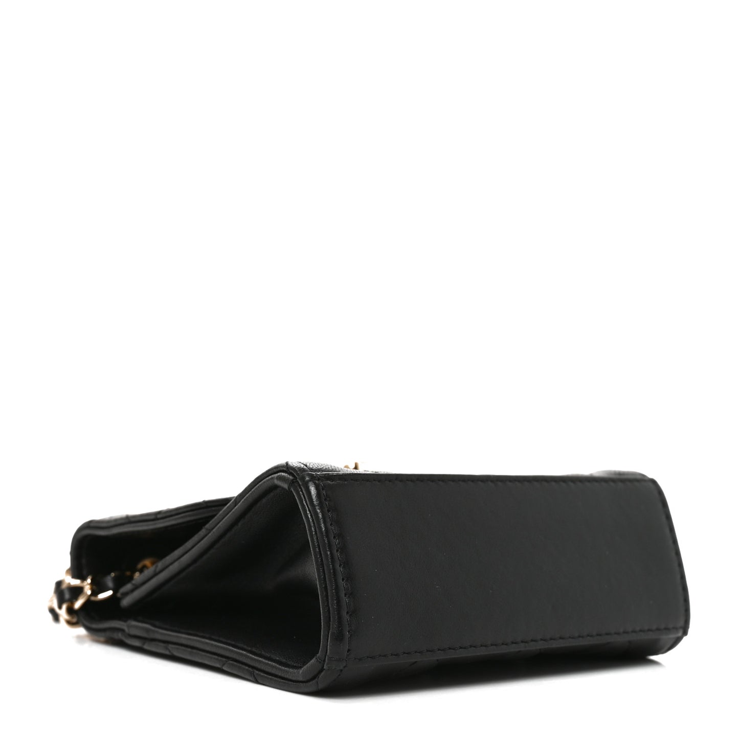 Lambskin Quilted Mini Trendy CC Chain Wallet Black
