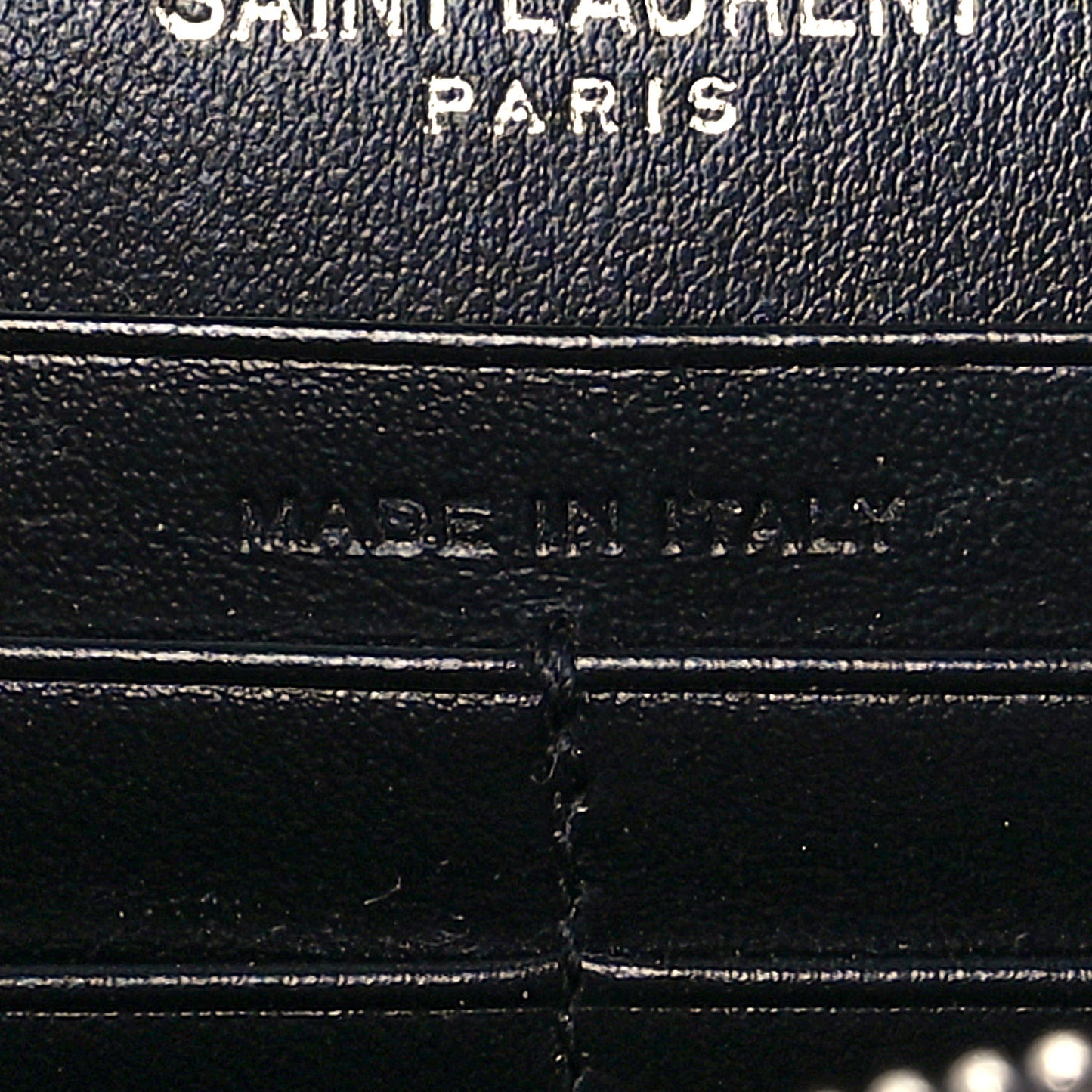 Calfskin Star Print Monogram Kate Tassel Chain Wallet Black Silver