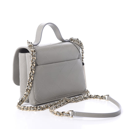 Chanel Calfskin Quilted Small Double Pocket Top Handle Flap Grey 3 of 10
