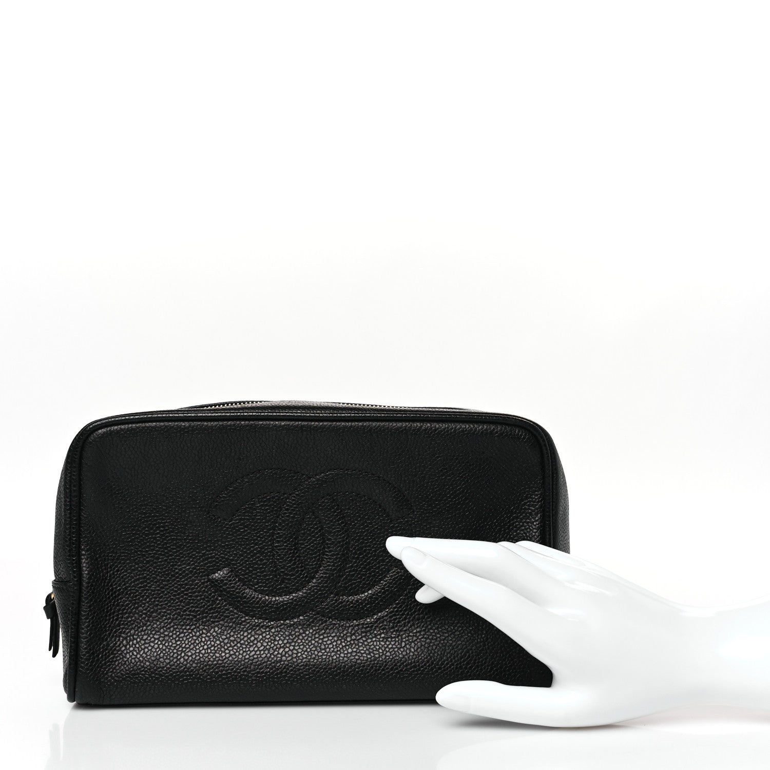 Chanel Caviar Timeless CC Cosmetic Pouch Bag Black 2 of 9