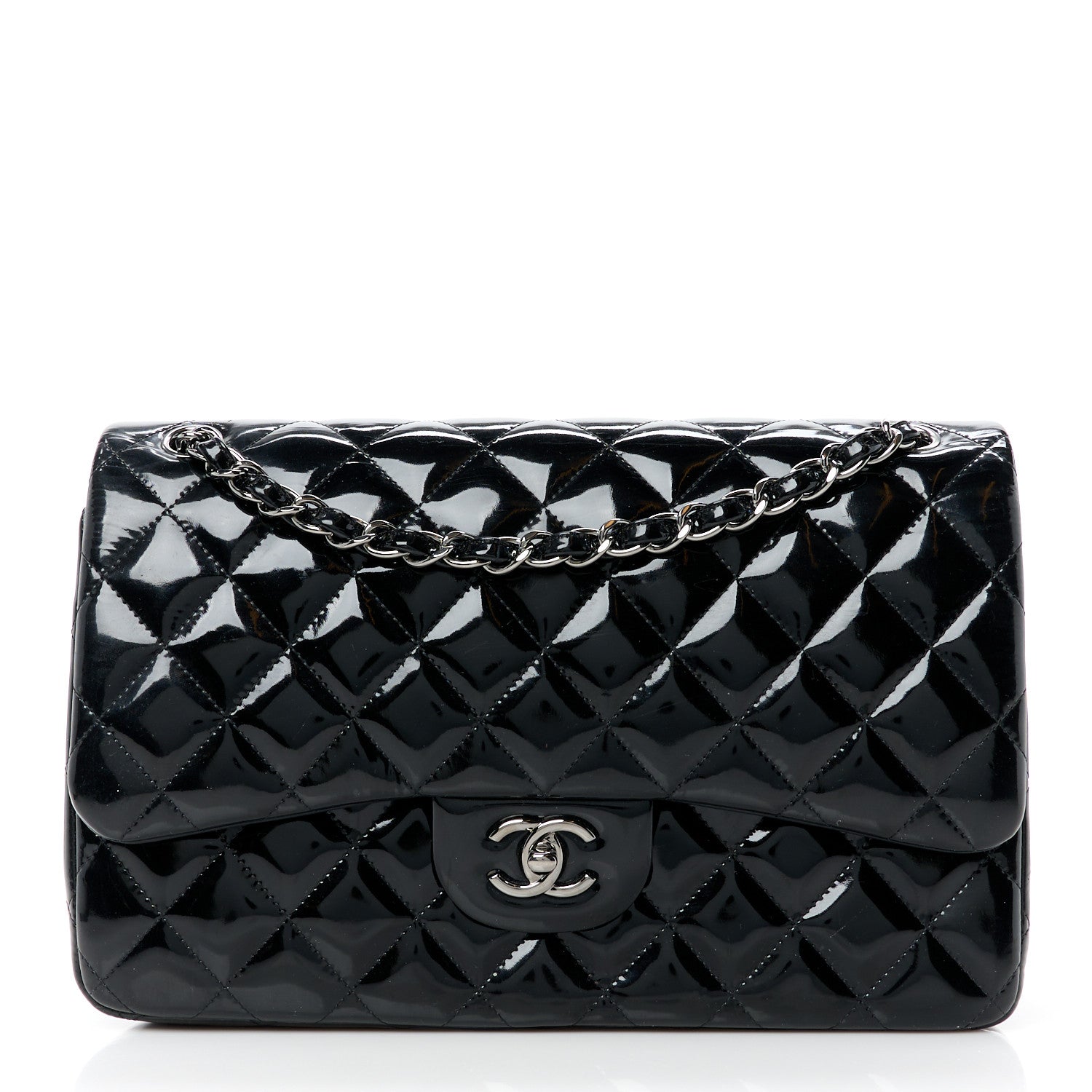 Chanel Patent Quilted Jumbo Double Flap Black 1 of 11