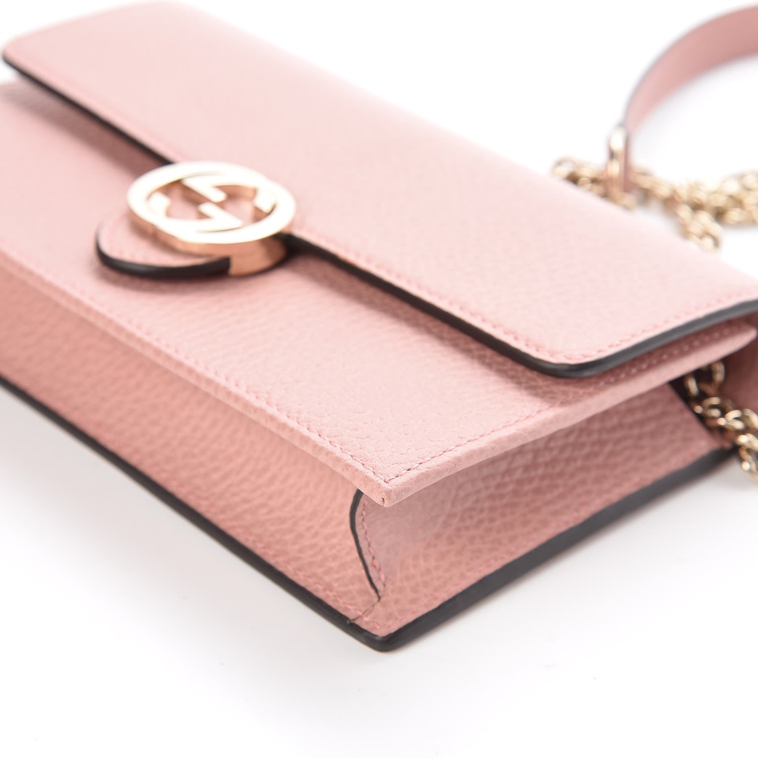 Gucci Dollar Calfskin Interlocking G Chain Wallet Soft Pink 10 of 10