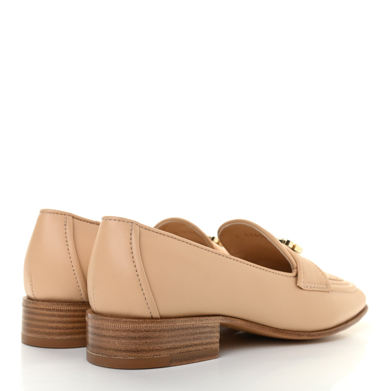 Chanel Lambskin Quilted Womens CC Loafers 36.5 Beige 4 of 8