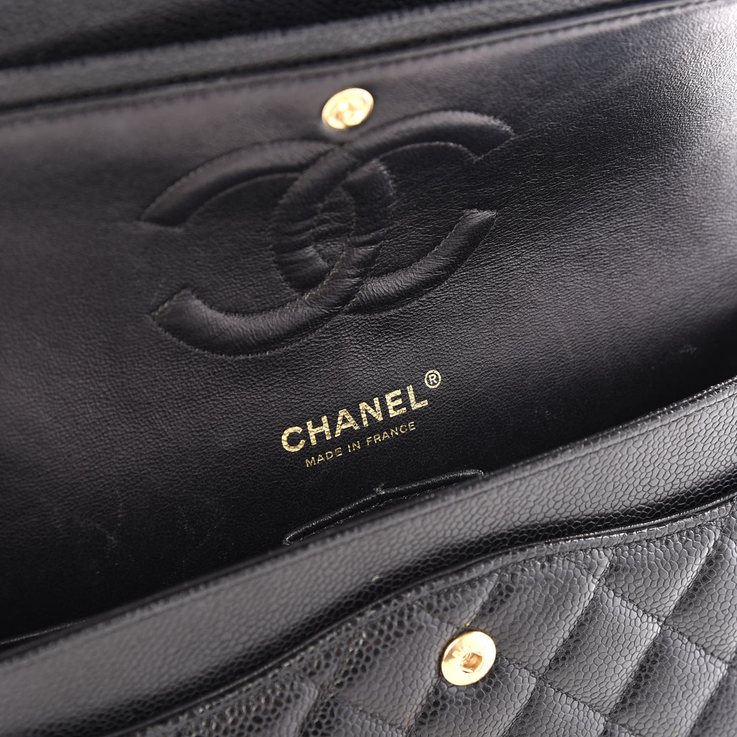 Caviar Quilted Medium Double Flap Black