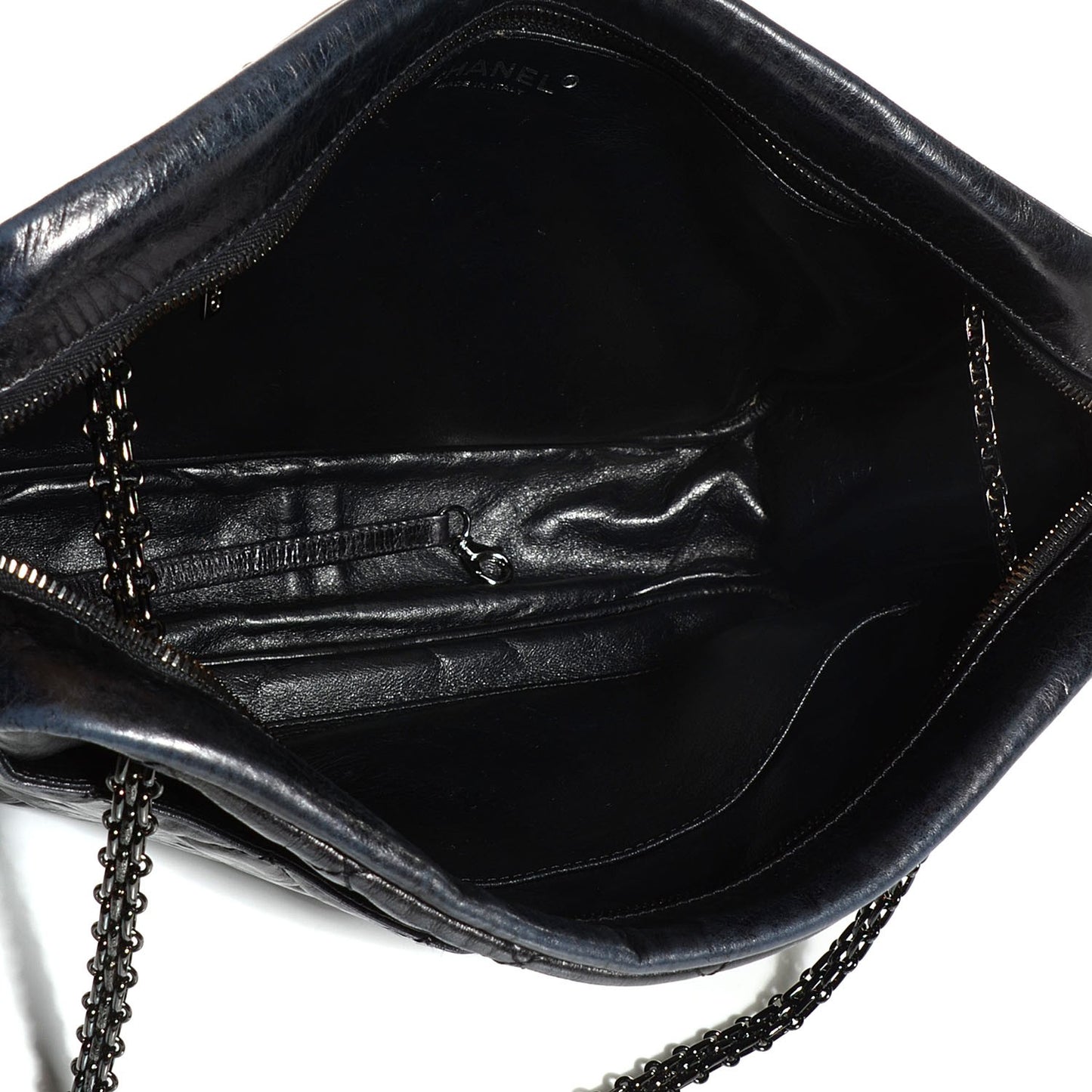 Metallic Aged Calfskin Quilted Large Reissue Camera Case Black