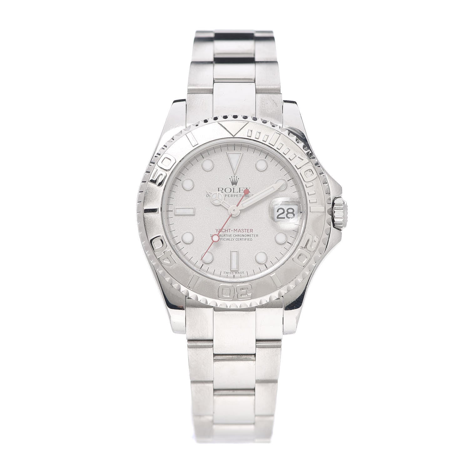 Rolex Stainless Steel Platinum 35mm Yacht-Master Watch Silver 168622 1 of 6