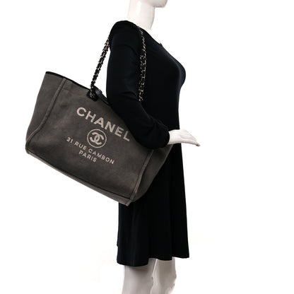 Chanel Canvas Large Deauville Tote Grey 2 of 11