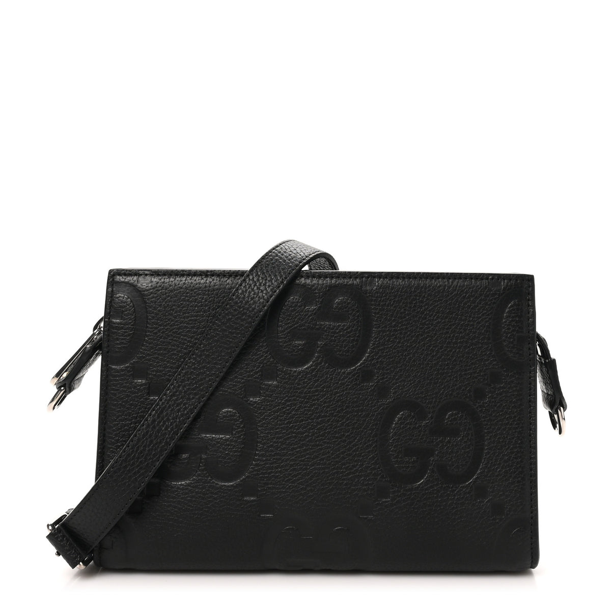 Monogram Jumbo GG Textured Dollar Calfskin Crossbody Bag Black