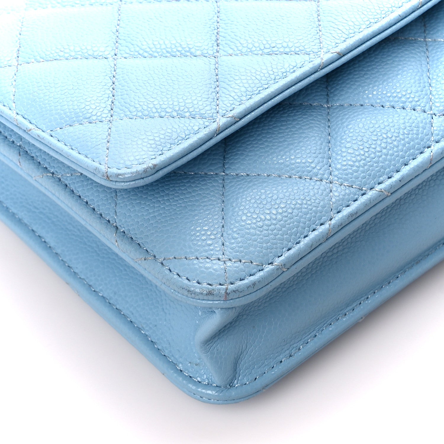 Chanel Caviar Quilted Wallet on Chain WOC Light Blue 10 of 11