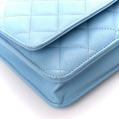 Chanel Caviar Quilted Wallet on Chain WOC Light Blue 10 of 11