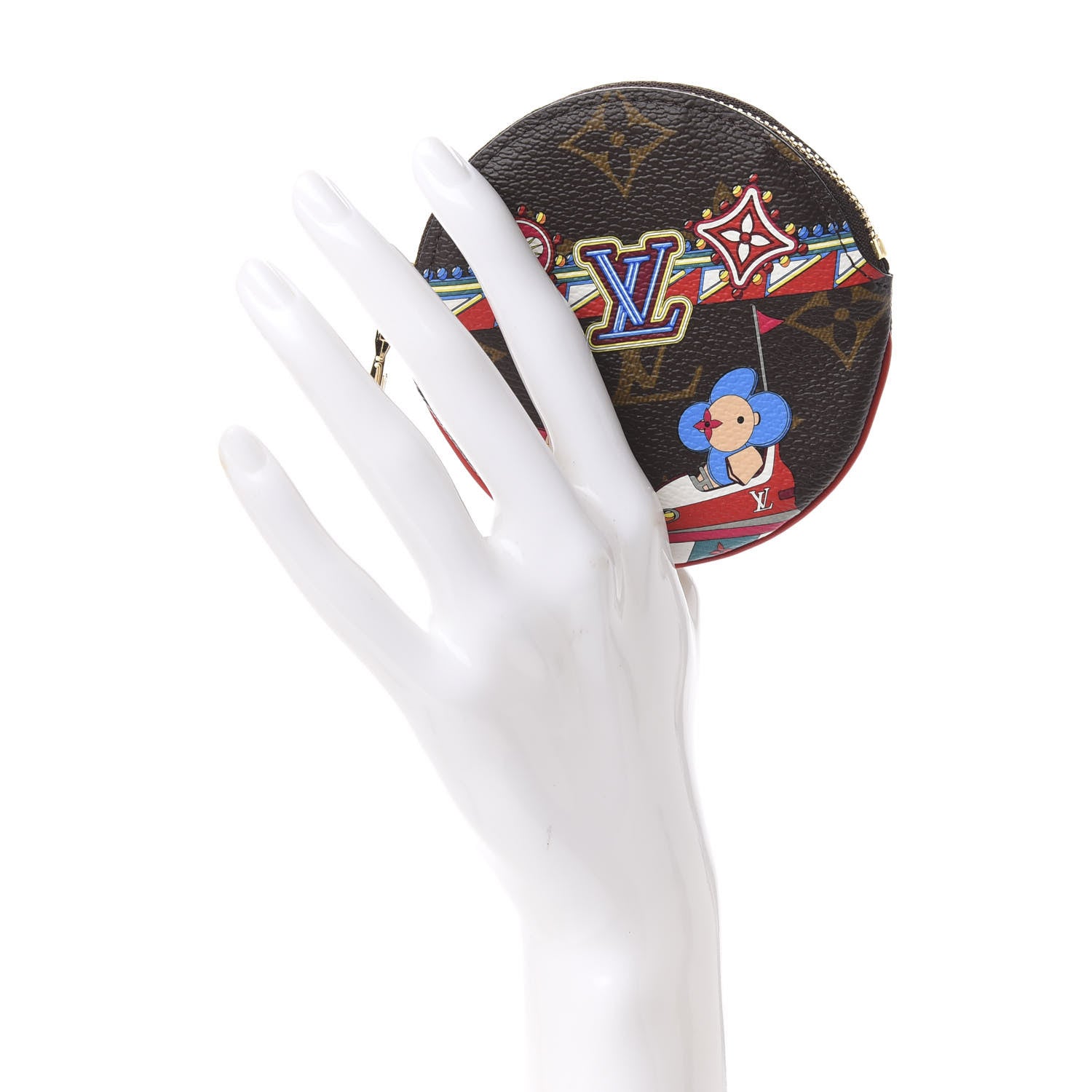 Louis Vuitton Monogram 2020 Christmas Animation Bumper Cars Round Coin Purse Coquelicot 2 of 8