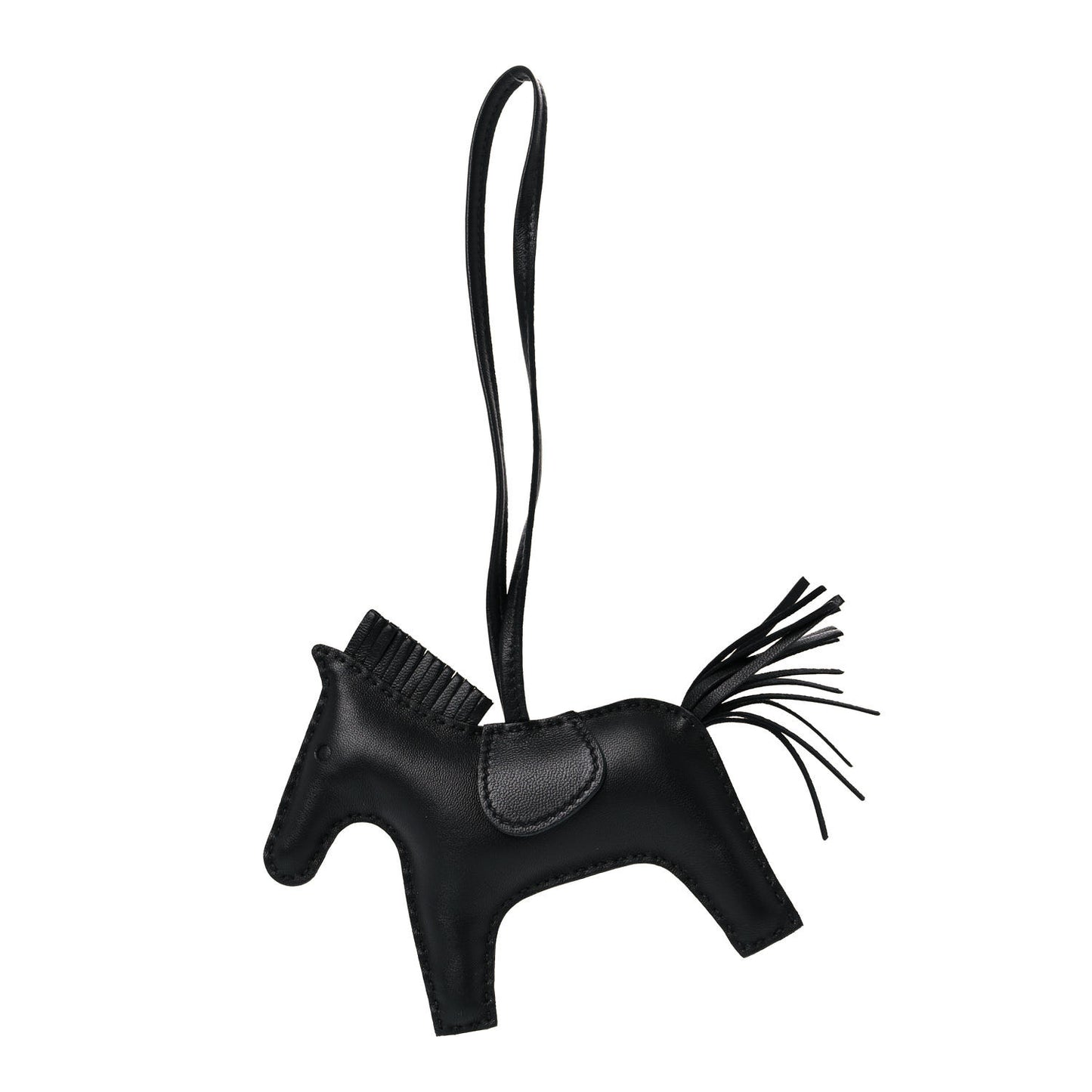Milo Lambskin Grigri Rodeo Horse Bag Charm MM So Black