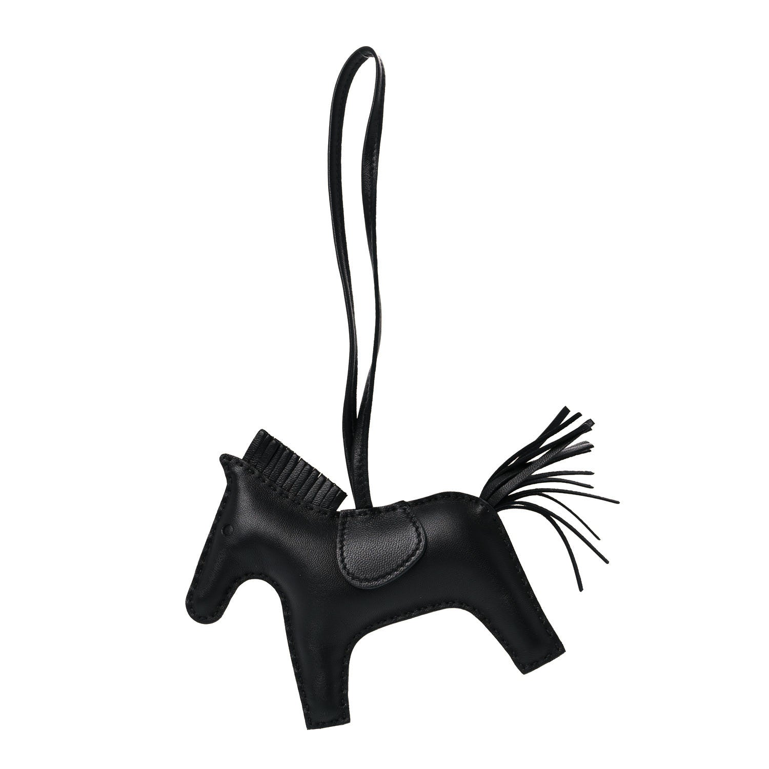 Hermes Milo Lambskin Grigri Rodeo Horse Bag Charm MM So Black 1 of 4