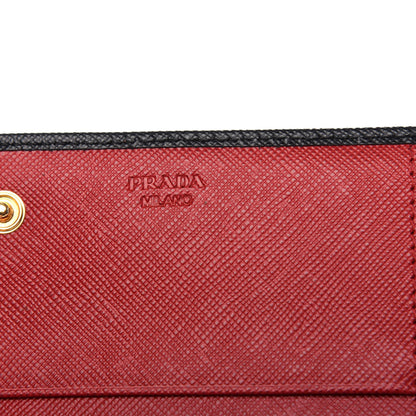 Prada Saffiano Double Wallet Black Fuoco 6 of 8