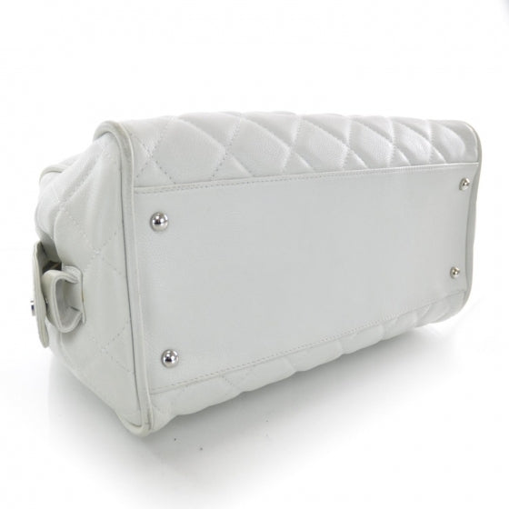 Caviar Quilted Large Timeless Bowler White
