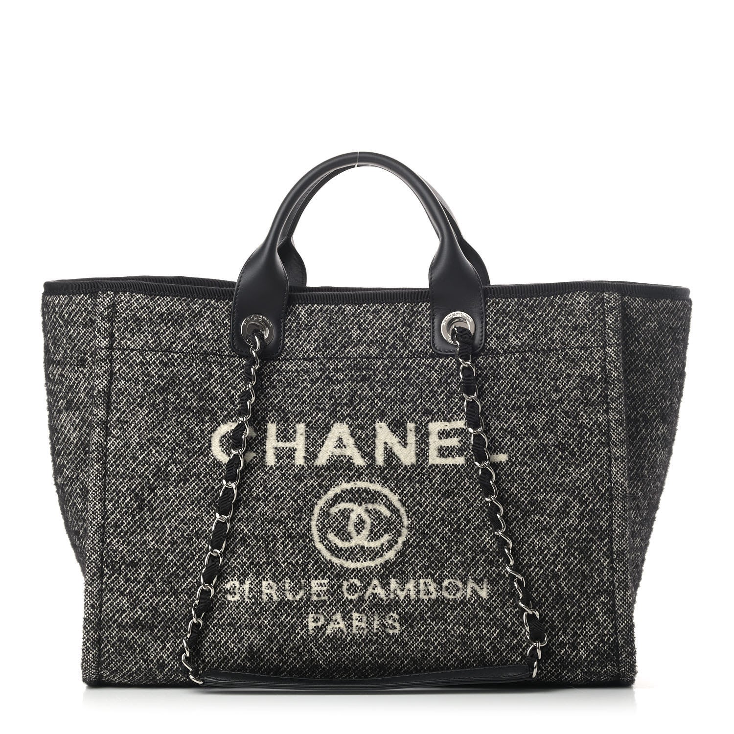 Chanel Mixed Fibers Calfskin Medium Deauville Tote Black 1 of 5