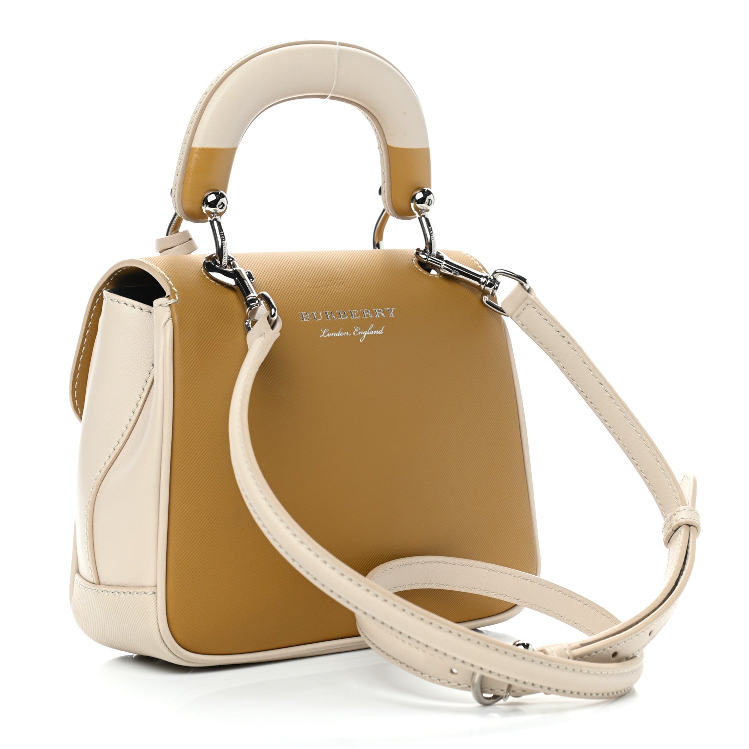 Burberry Trench Calfskin Small DK88 Top Handle Bag Limestone Ochre