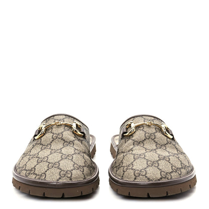 Gucci GG Supreme Monogram Miro Soft Calfskin Men's Horsebit Slippers 10 Beige Ebony New Acero 6 of 20