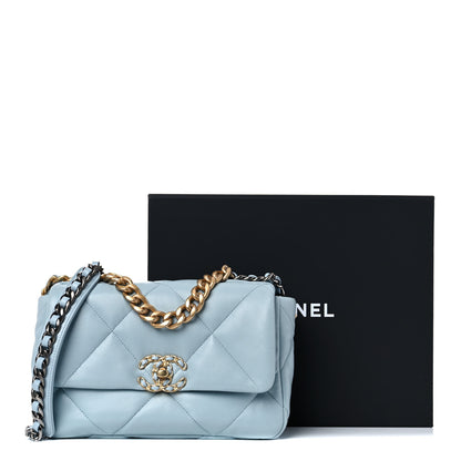 Chanel Lambskin Quilted Medium Chanel 19 Flap Light Blue 10 of 10