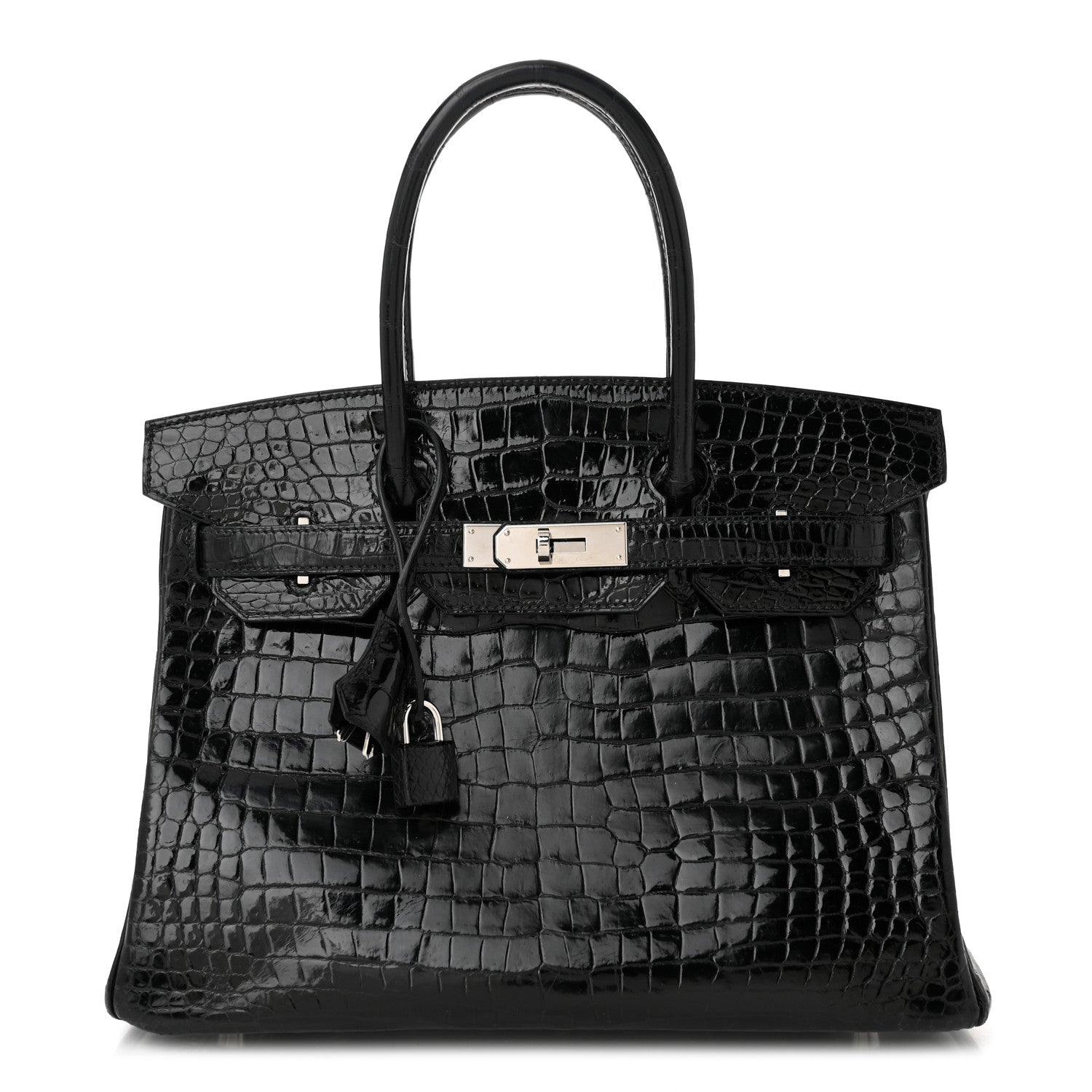 Hermes Shiny Porosus Crocodile Birkin 30 Black 1 of 12