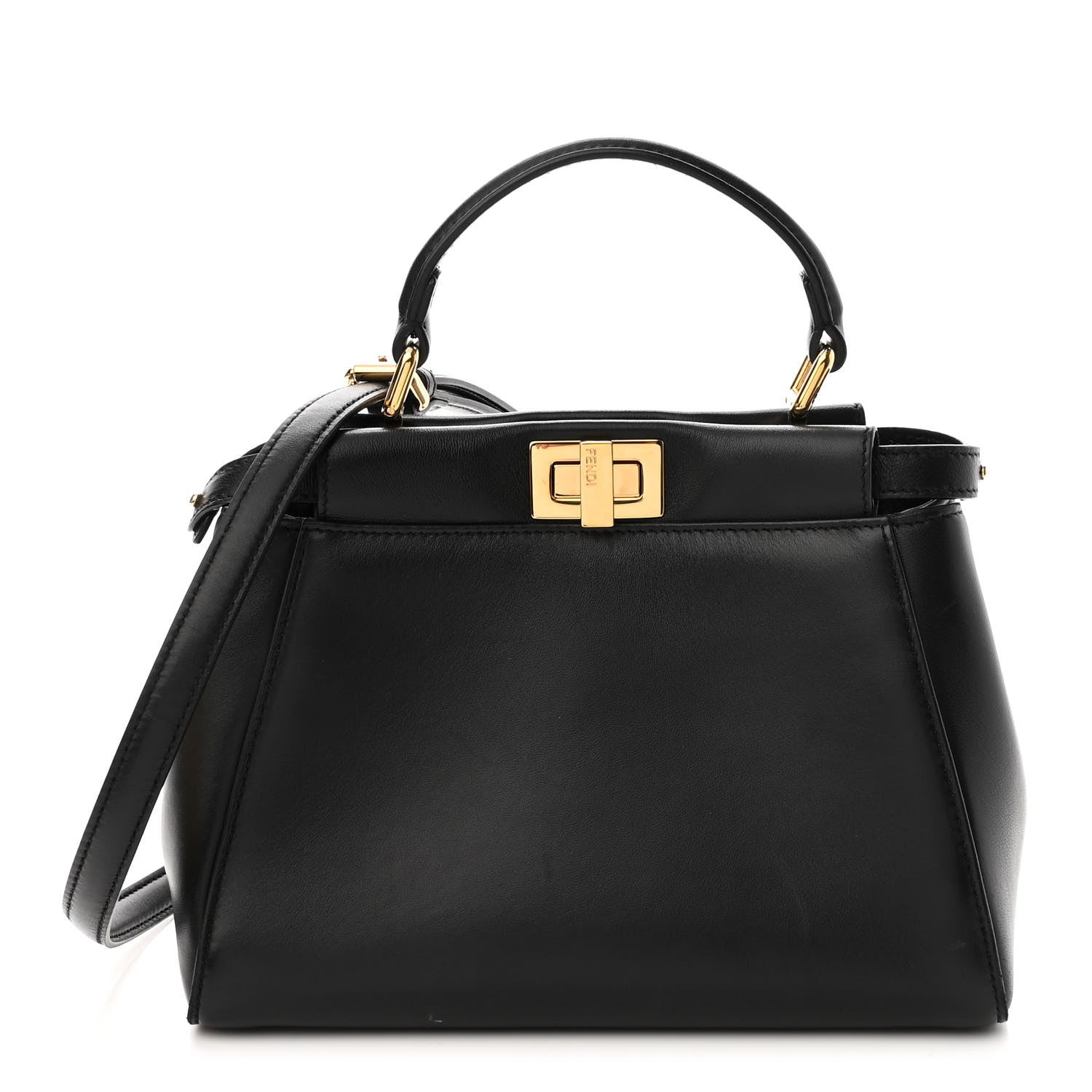 Fendi Nappa Stacked Bar Mini Peekaboo Iconic Satchel Black 1 of 10