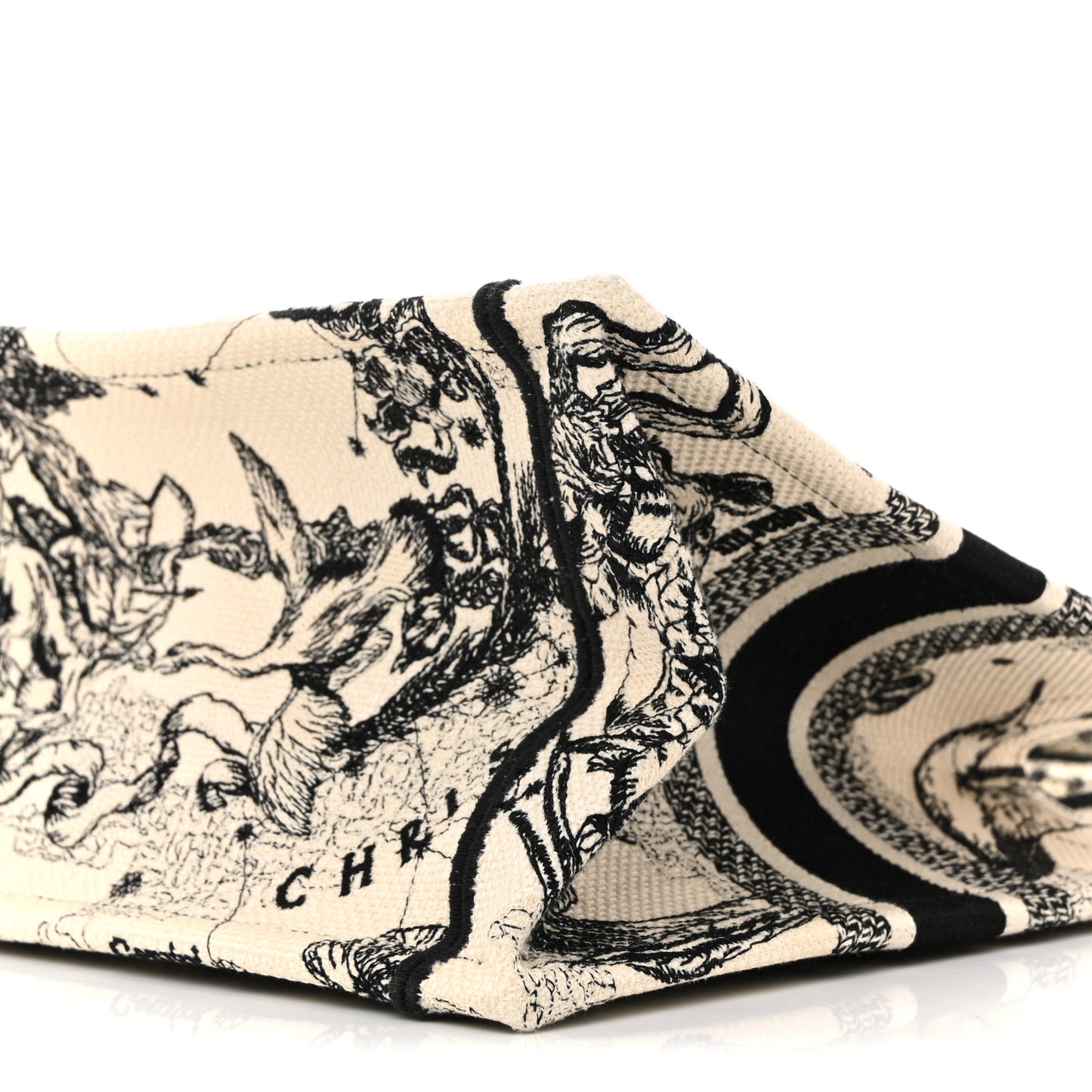 Canvas Embroidered Small Zodiac Toile De Jouy Book Tote Latte