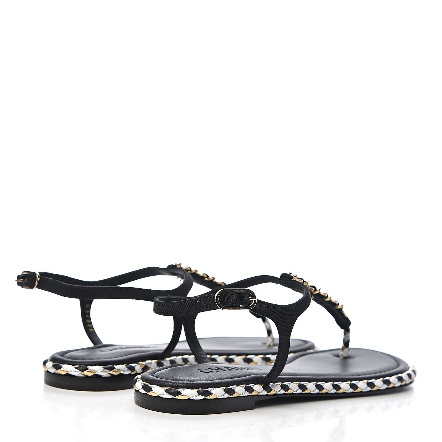 Chanel Grosgrain Chain Thong Sandals 39 Black 4 of 11