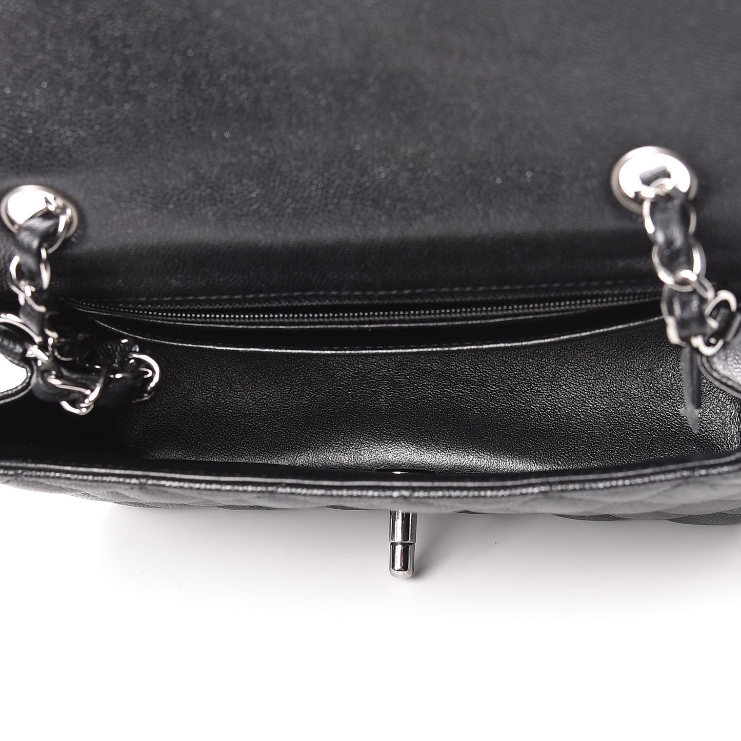 Iridescent Caviar Quilted Mini Rectangular Flap Black