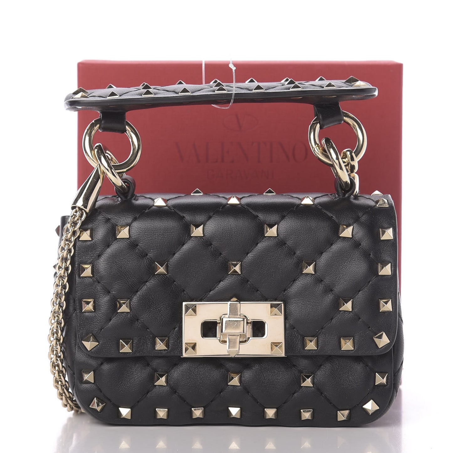 Nappa Micro Rockstud Spike Shoulder Bag Black