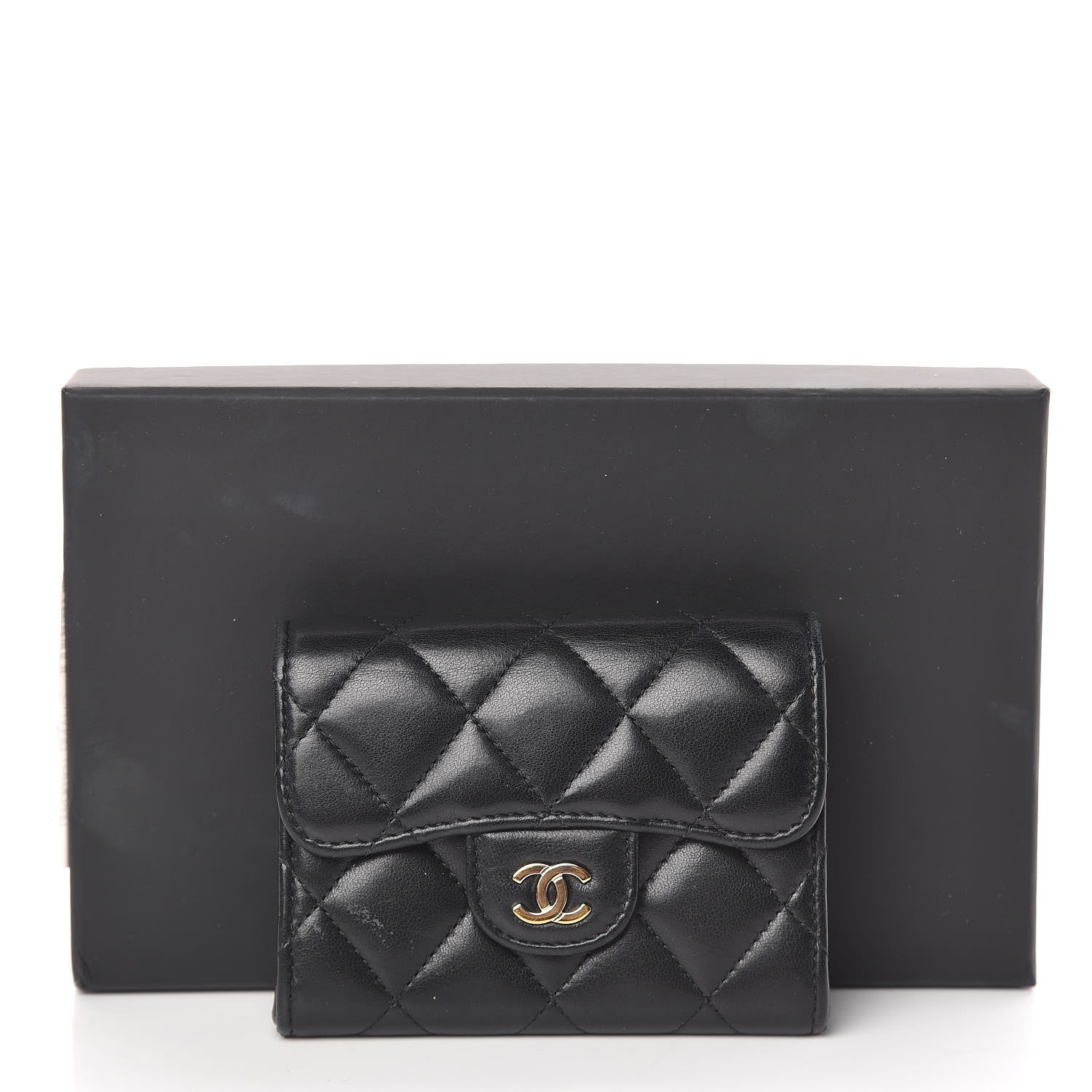 Chanel Lambskin Quilted Flap Card Holder Wallet Black 18 of 18