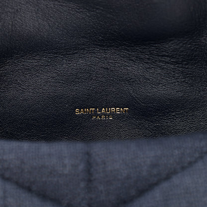 Saint Laurent Canvas Quilted Toy Loulou Puffer Monogram Chain Satchel Deep Marine 6 of 12